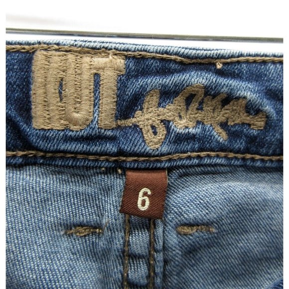 Kut From The Kloth Jeans 6 Straight Denim Pants Ripped Embroidered - Picture 9 of 13